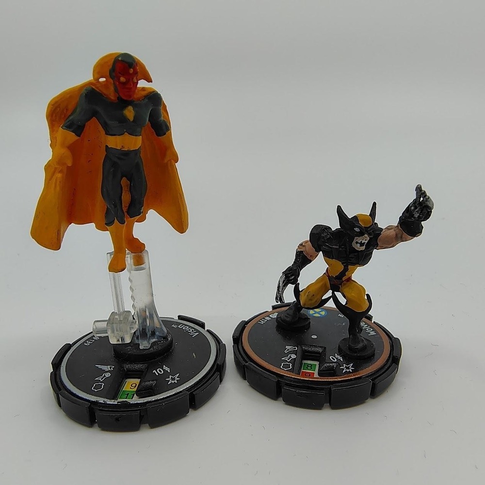 Marvel HeroClix Vision 139 & Wolverine 171 LE 2x Figure Lot Unboxed Game Pieces